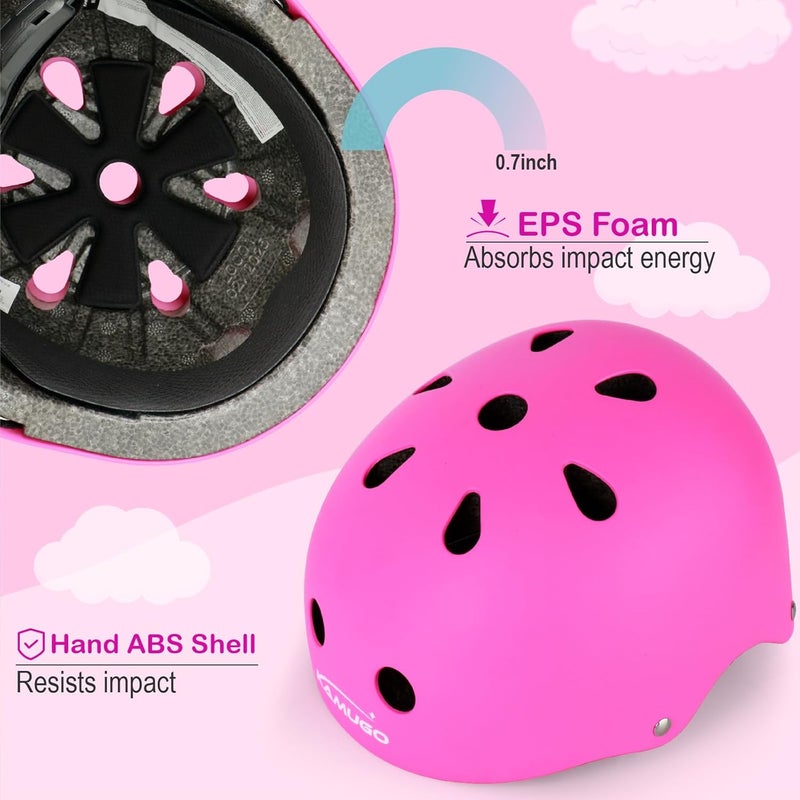 KAMUGO Kids Bike Helmet, Toddler Helmet for Ages 2-8 Boys Girls with Sports Protective Gear Set Knee Elbow Wrist Pads for Skateboard Cycling Scooter Rollerblading - Image 3
